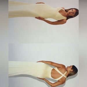 Peppermayo Cream Backless Dress
